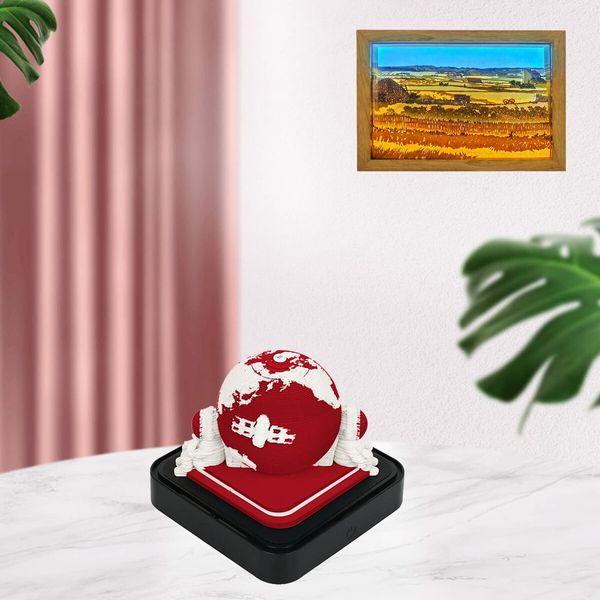 Desk Calendar With Lights 2024 DIY Earth Calendar 3D Memo Pad Paper Art Earth Sculpture Gift For Teacher/Colleague/Classmate/Child (Earth-Red)