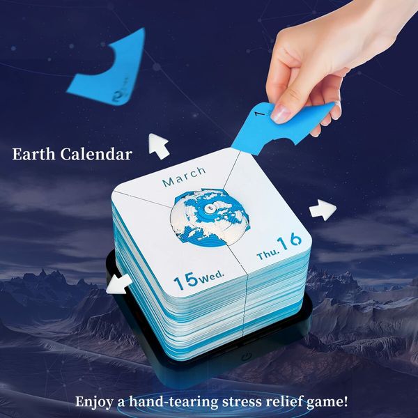 Desk Calendar With Lights 2024 DIY Earth Calendar 3D Memo Pad Paper Art Earth Sculpture Gift For Teacher/Colleague/Classmate/Child (Earth-Red)