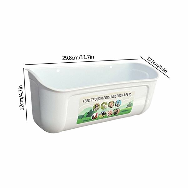 2 Pack Chicken Feeder Box Feed Trough and Waterer Bucket with Clips for Goat Duck Turkey Sheeple Pig Horse Chicken Deer Goose, Goat Feeder Supplies Color White