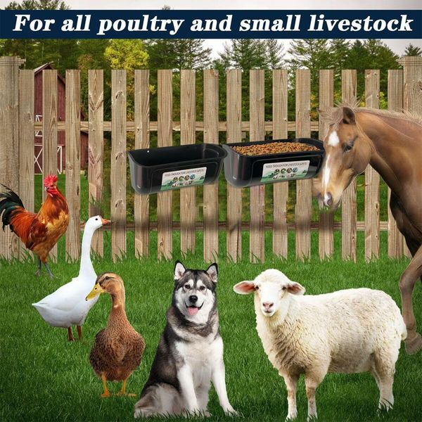 1 Pack Chicken Feeder Box Feed Trough and Waterer Bucket with Clips for Goat Duck Turkey Sheeple Pig Horse Chicken Deer Goose, Goat Feeder Supplies Color Orange