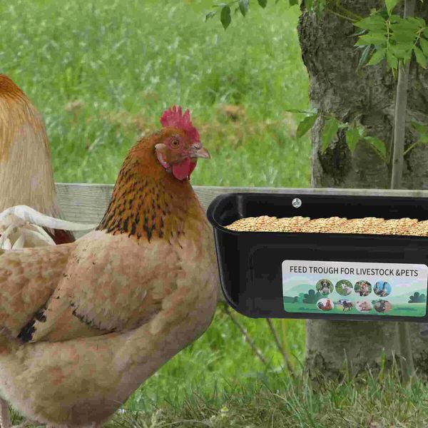 1 Pack Chicken Feeder Box Feed Trough and Waterer Bucket with Clips for Goat Duck Turkey Sheeple Pig Horse Chicken Deer Goose, Goat Feeder Supplies Color Green