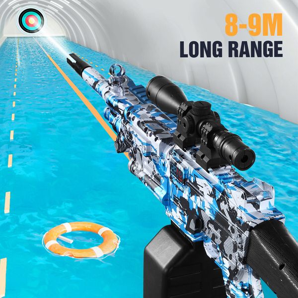 Electric Water Squirt Gun Pistol Toy Blaster High Powered Long Range Rechargeable Battery Soaker Shooter Adult Kid Pool Beach Outdoor Party 750ml