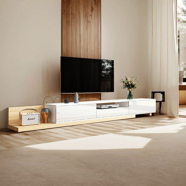 Extendable TV Cabinet Stand Unit Console Table Entertainment Unit Centre Bench Television Media Storage Living Room Furniture 200cm to 380cm