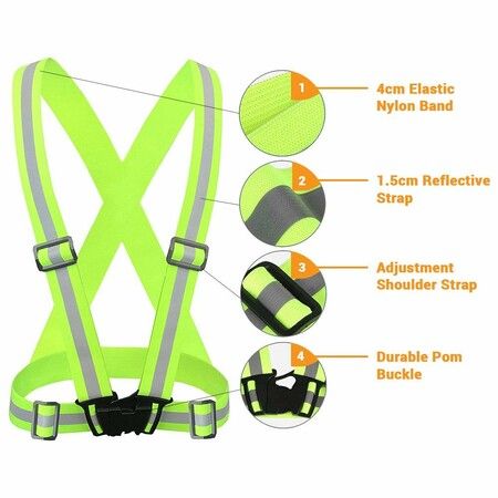 Reflective Vest Running Gear,High Visibility Adjustable Safety Ves for Night Cycling,Hiking,Jogging,Dog Walking (2Pack)