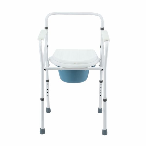 Commode Shower Chair 3 In 1 Toilet Seat Wheelchair Bathroom Bedside Adjustable Seating Folding With Arms