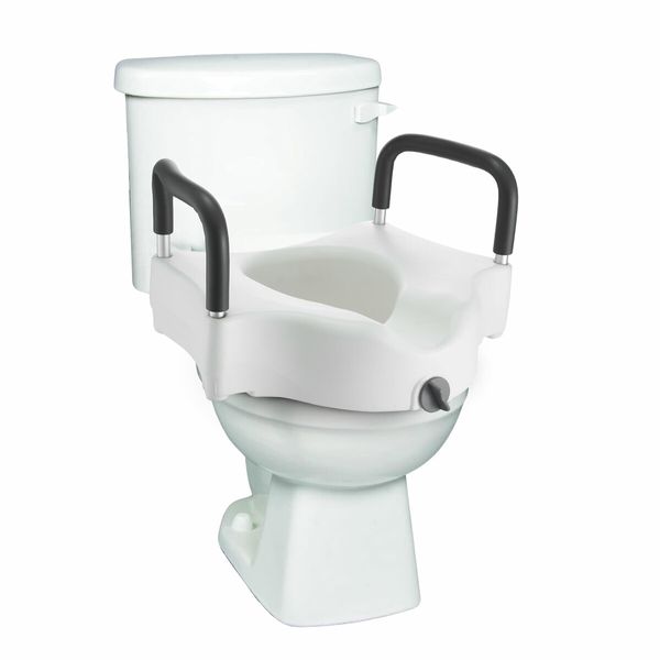 5 Inch Raised Toilet Seat Elevated Riser For Assisted Living Handicap With Arm Rests Arms Fits Most Toilets Aluminum