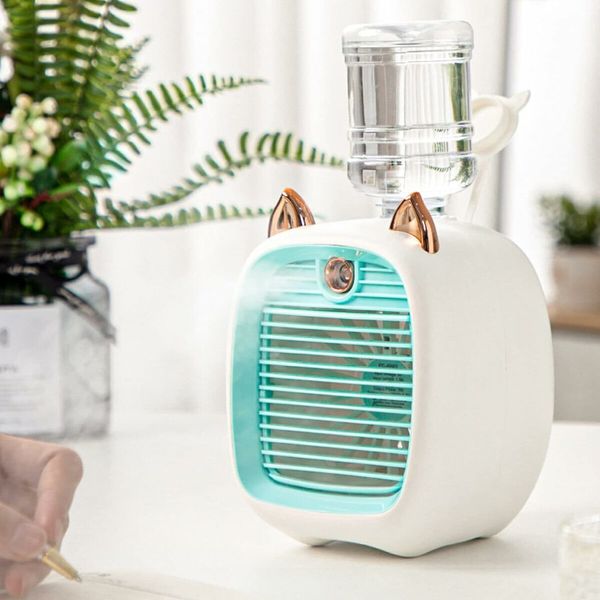 Portable Mini Fan for Kids, Air Conditioning Fan, Cute Mini Rechargeable Evaporative Air Cooler in 3 Speeds Air Conditioning Fan (Blue)