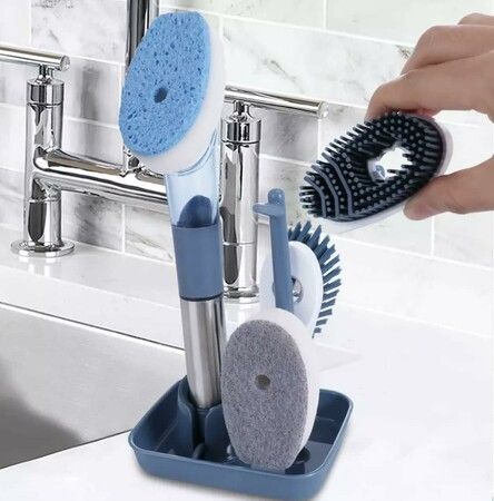 Soap Brush Kitchen, Dish Scrubber Brush with Soap Dispenser for Dishes Pots Sink Cleaning