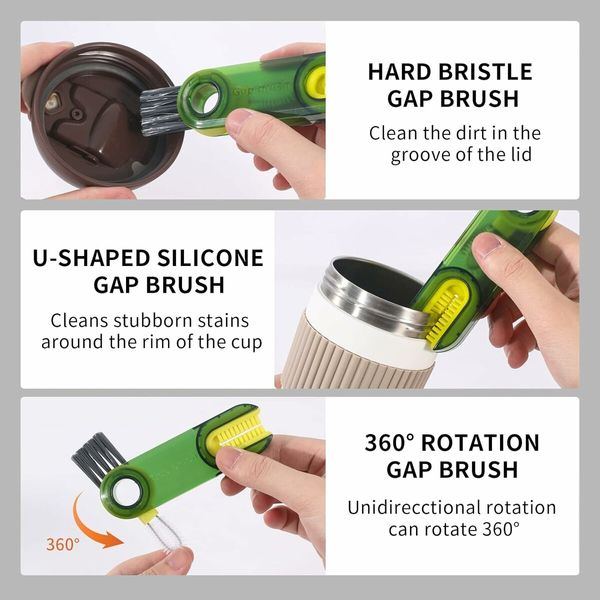 3 in 1 Cup Lid Gap Cleaning Brush Set, Multifunctional Insulation Bottle Cleaning Tools 3Pcs