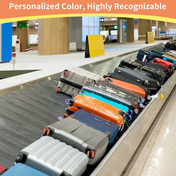 8pcs Luggage Wheels Protector Cover DIY Colorful Silicone Trolley Case Silent Caster Sleeve Reduce Noise Suitcase Wheels Cover Color Purple And Blue