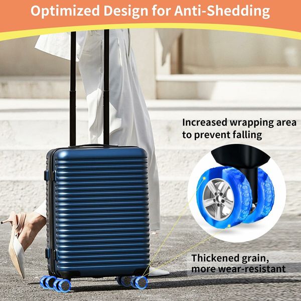 8pcs Luggage Wheels Protector Cover DIY Colorful Silicone Trolley Case Silent Caster Sleeve Reduce Noise Suitcase Wheels Cover Color Purple And Blue