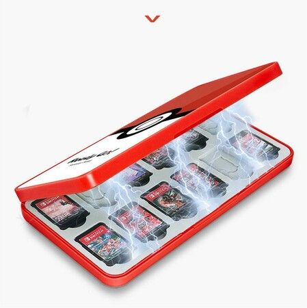 Pokeball - Nintendo Switch Game Case with 24 Game Holder Slots and 24 SD Micro Card Slots for Nintendo Switch/Lite/OLED,Cartoon Games Storage Box