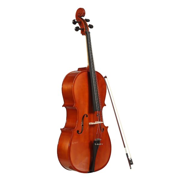 Full Size 4/4 Cello Instrument Beginner Student Cellist Musical Outfits High Lustre Varnish Solid Wood Bridge Strings Bow with Carrying Case