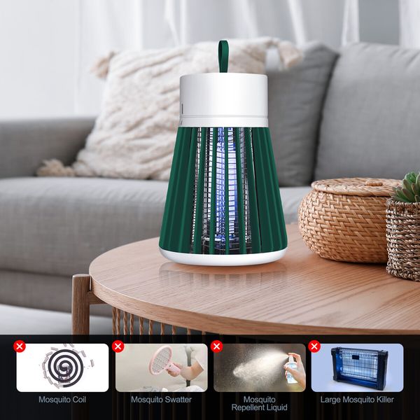 Mosquito Killer Lamp Fly Zapper Bug Mozzie Insect Deterrent Repellent Catcher Trap LED Light Rechargeable Battery Electric Portable USB Green