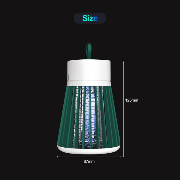 Mosquito Killer Lamp Fly Zapper Bug Mozzie Insect Deterrent Repellent Catcher Trap LED Light Rechargeable Battery Electric Portable USB Green