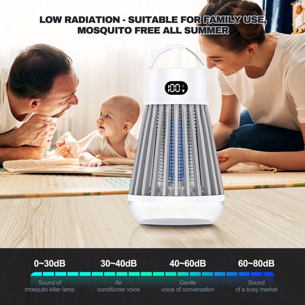 Mosquito Killer Lamp Bug Fly Zapper Repellent Insect Mozzie Deterrent Catcher Trap LED Light Rechargeable Battery Electric Portable Waterproof USB