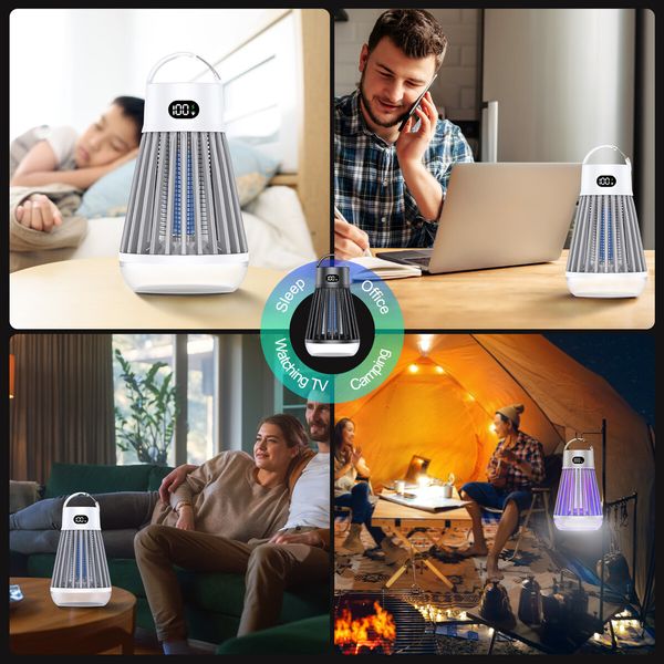 Mosquito Killer Lamp Bug Fly Zapper Repellent Insect Mozzie Deterrent Catcher Trap LED Light Rechargeable Battery Electric Portable Waterproof USB