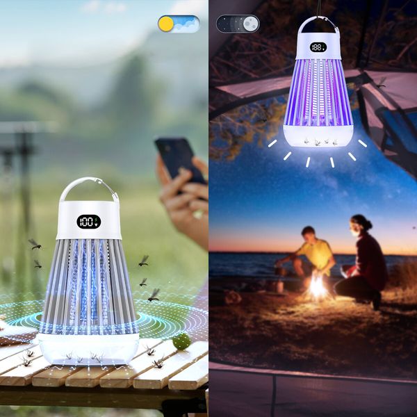 Mosquito Killer Lamp Bug Fly Zapper Repellent Insect Mozzie Deterrent Catcher Trap LED Light Rechargeable Battery Electric Portable Waterproof USB