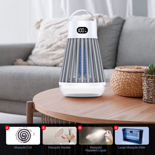 Mosquito Killer Lamp Bug Fly Zapper Repellent Insect Mozzie Deterrent Catcher Trap LED Light Rechargeable Battery Electric Portable Waterproof USB