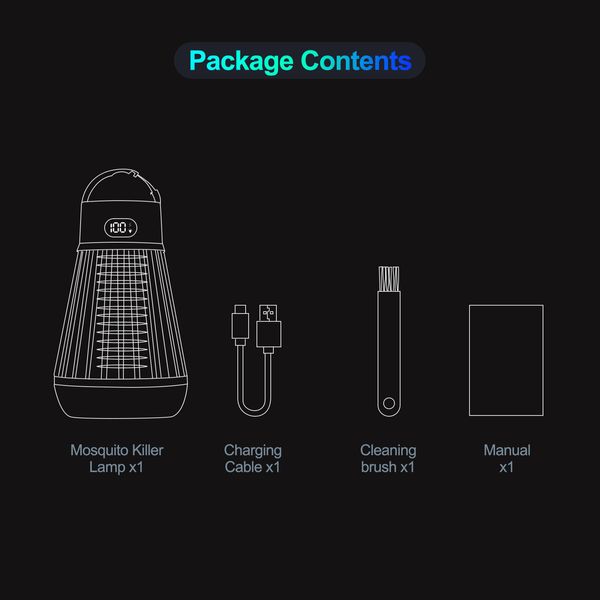 Mosquito Killer Lamp Bug Fly Zapper Repellent Insect Mozzie Deterrent Catcher Trap LED Light Rechargeable Battery Electric Portable Waterproof USB