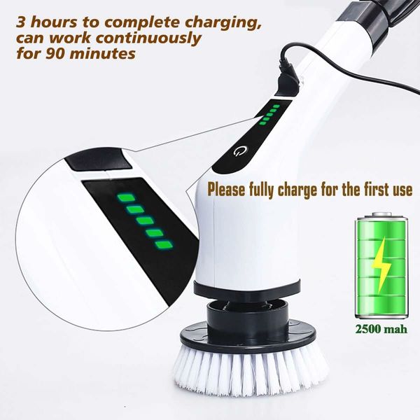 Electric Spin Scrubber, USB Rechargeable Cleaning Brush with 7 Replaceable Brush Heads for Cleaning Tile, Window, Floor, Tub, Car