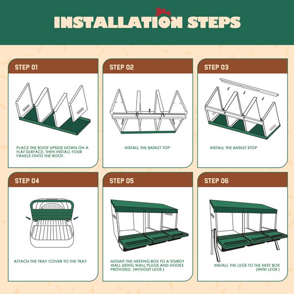 3 Hole Chicken Nesting Box Roll Away Hen Laying Boxes Chook Poultry Egg Nest Brooder Coop Roost Perch Galvanised Steel Plastic with Stand