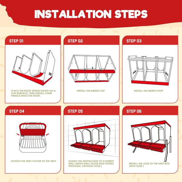 3 Hole Chicken Nesting Box Roll Away Hen Chook Laying Boxes Poultry Nest Brooder Coop Egg Roost Perch Galvanised Steel Plastic with Stand