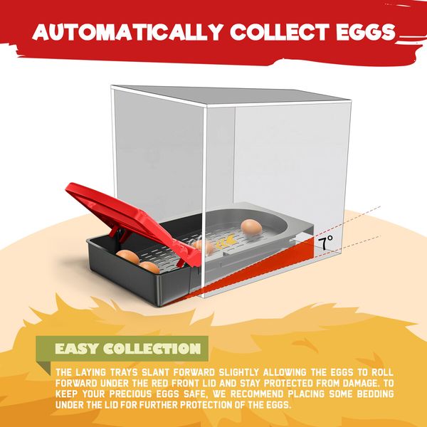 3 Hole Chicken Nesting Box Roll Away Hen Chook Laying Boxes Poultry Nest Brooder Coop Egg Roost Perch Galvanised Steel Plastic with Stand