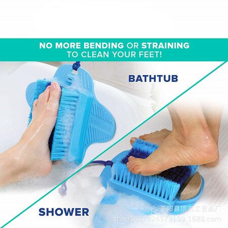 Shower Foot Scrubber with Pumice Stone, Foot Clean, Smooth, Exfoliate and Massager