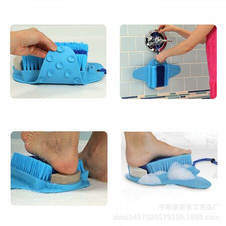 Shower Foot Scrubber with Pumice Stone, Foot Clean, Smooth, Exfoliate and Massager