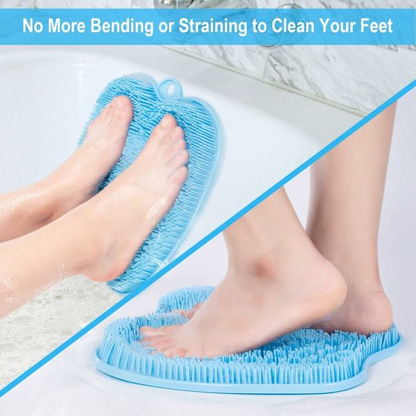 Shower Foot Scrubber Mat with Non Slip Suction Cups, Cleans, Smooths, XL Larger Size