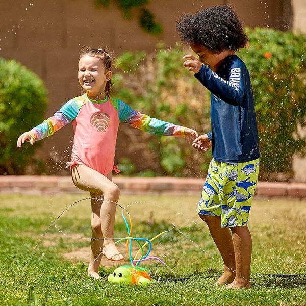 Outdoor Water Sprinkler Toys for Kids, Summer Rotating Toy with Hose Connector for Garden Backyard Outside Play for Toddlers Ages 3-12 Year Old Kids