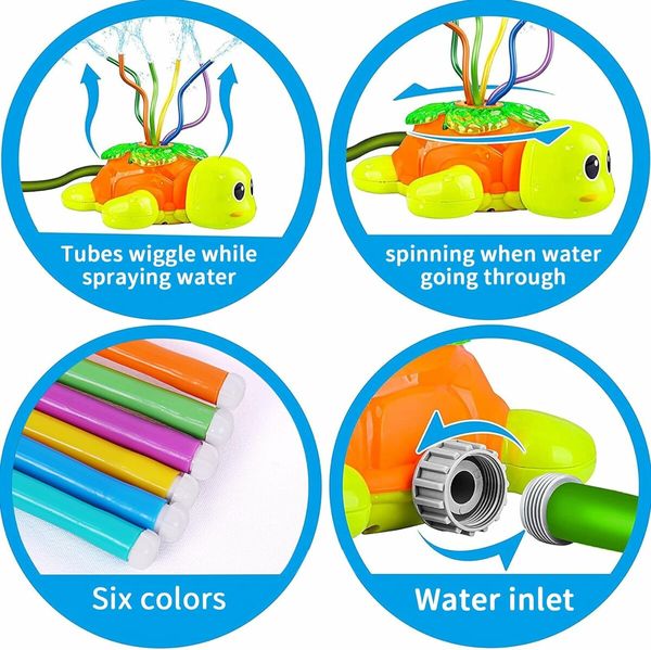 Outdoor Water Sprinkler Toys for Kids, Summer Rotating Toy with Hose Connector for Garden Backyard Outside Play for Toddlers Ages 3-12 Year Old Kids