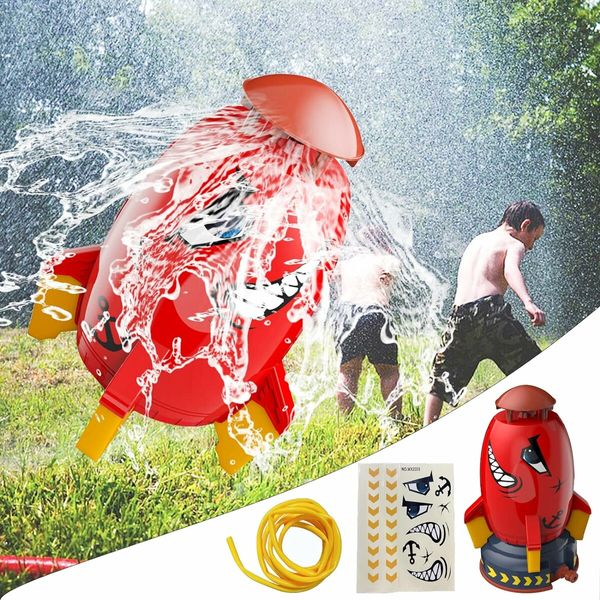 Rocket Toy, Outdoor Yard Sprinkler, Summer Toy | Flight altitude water pressure control | Water Spray Toys for Kids Ages 3+ and Up (Red)