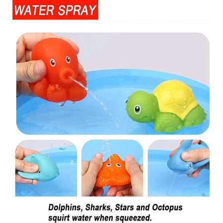 Bath Toy Water Spray Floating Animals Bath Pool Accessory Shark Fishing Game for Kids