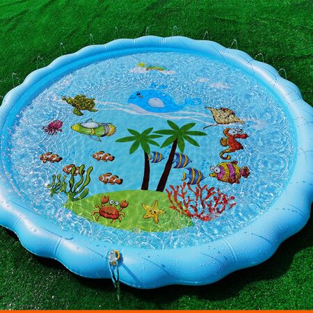 3 in 1 Splash Pad, Kids Sprinkler and Wading Pool, 67 Inch Splash Pads for Kids and Dogs, Fun Summer Inflatable Outdoor Water Toys, Backyard Play Fountain for Girls and children