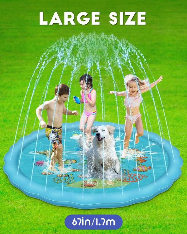 3 in 1 Splash Pad, Kids Sprinkler and Wading Pool, 67 Inch Splash Pads for Kids and Dogs, Fun Summer Inflatable Outdoor Water Toys, Backyard Play Fountain for Girls and children