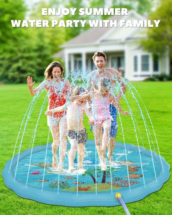 3 in 1 Splash Pad, Kids Sprinkler and Wading Pool, 67 Inch Splash Pads for Kids and Dogs, Fun Summer Inflatable Outdoor Water Toys, Backyard Play Fountain for Girls and children