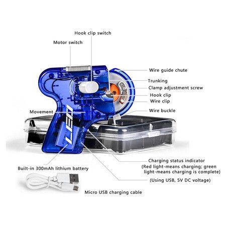 Automatic Fish Hook Tier, Electric Fly Fishing Knot Tying Tools, Tyer Tool Tying Device Tie Knot Lure Fishing Hook Line Tie Machine Fishing Tackle