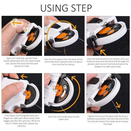 Fishing Knot Tying Tool, Automatic Fishing Hook Tier Machine Electric Fast Hook Lines Tying Devices Fishing Accessory