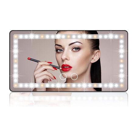 Car Sun Visor Vanity Mirror, Rechargeable Makeup Mirror with 3 Light Modes and 60 LEDs for Truck SUV (Black)