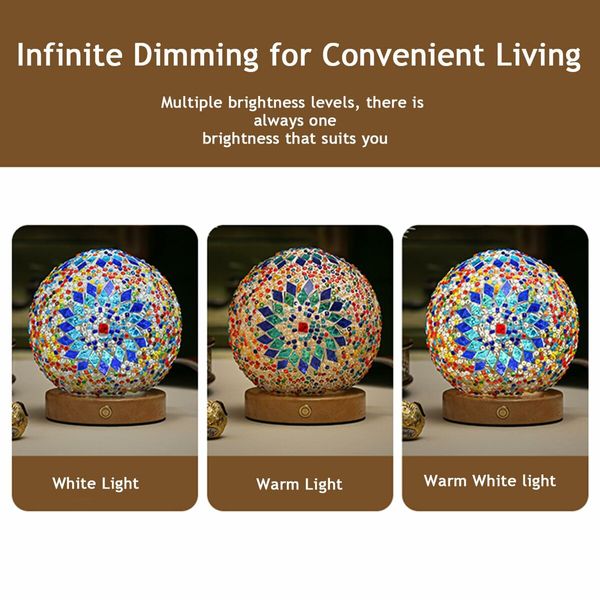 Baroque Nightlight Romantic Free Bohemian Creative USB Rechargeable Bedroom Decor Table Lamp Decorative Glass Lamp Kids Gift Color Blue