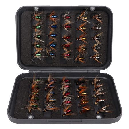 Fly Fishing Lure Kit Portable Simulated Fly Fishing Lure with Storage Box for River Hobbyist 50pcs