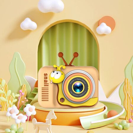 Kids Camera HD 1080P Children Sports Camera 2.0 Inch IPS Screen Dual Camera Mini Camera Christmas Birthday Gifts For 3-12 Boys Girls Color Yellow