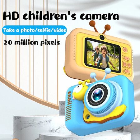 Kids Camera HD 1080P Children Sports Camera 2.0 Inch IPS Screen Dual Camera Mini Camera Christmas Birthday Gifts For 3-12 Boys Girls Color Yellow