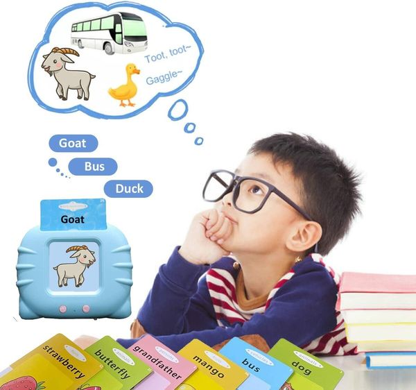 ENGLISH Talking 510 Flash Cards Speech Therapy and Travel Toys for Kids, Autism Reading Machine, Preschool Educational Montessori Toys, Learning Animals