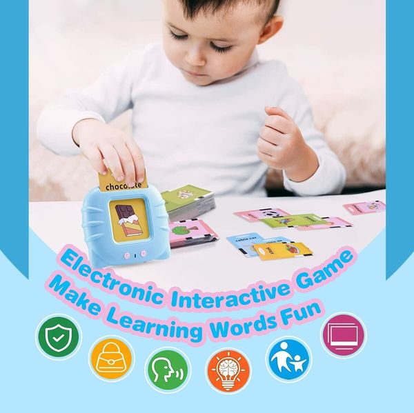 ENGLISH Talking 510 Flash Cards Speech Therapy and Travel Toys for Kids, Autism Reading Machine, Preschool Educational Montessori Toys, Learning Animals