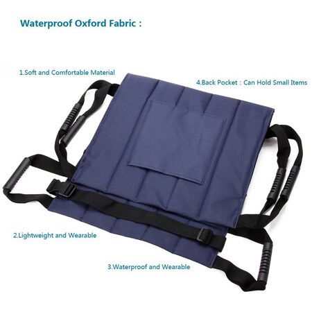 Blue - 4 Handles,Patient Transfer Emergency Evacuation Chair Wheelchair Belt Safety Full Body Medical Lifting Sling Sliding Transferring Disc Use