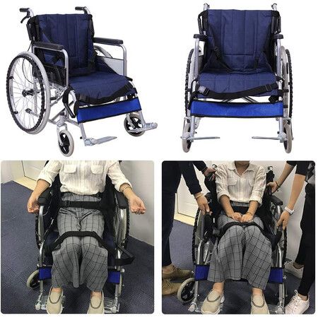 Blue - 4 Handles,Patient Transfer Emergency Evacuation Chair Wheelchair Belt Safety Full Body Medical Lifting Sling Sliding Transferring Disc Use