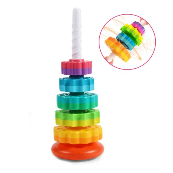 Spinning Stacking Toys, Educational Toddler Toys Stacking Rings Toy, Montessori Toy for Girls and Boys, Spin Gears Toys Christmas Birthday Gift for Kids